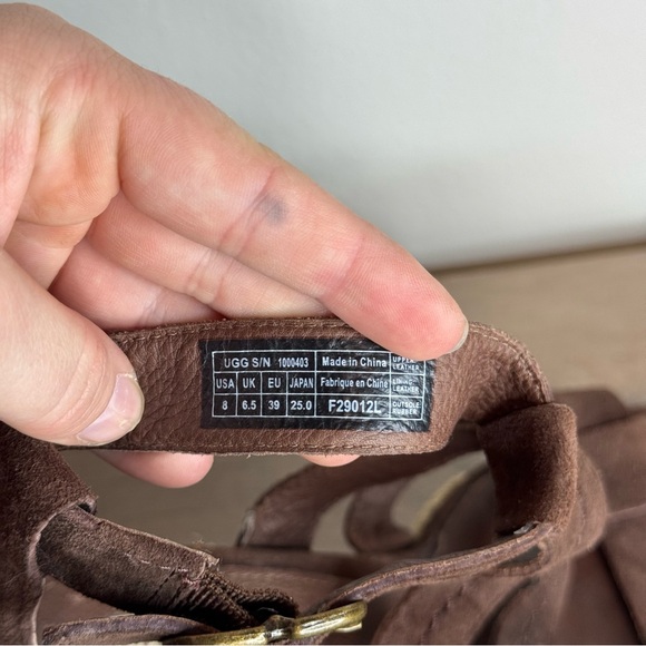 UGG Lauri Chocolate Suede Espadrille Wedges Size 8 Brown - Picture 6 of 9